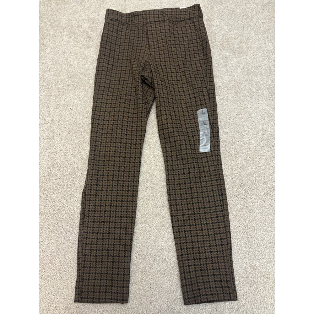 New Old Navy High Rise Pixie Skinny Plaid Brown Pants Size 0
